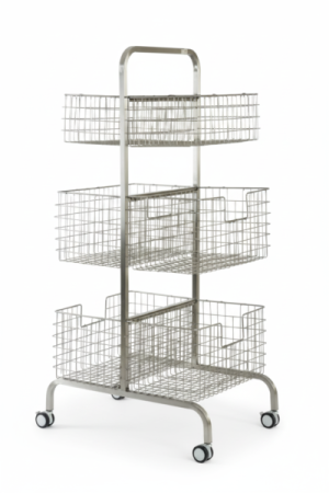 6 sepetli medikal ekipman arabası – stainless steel basket trolley